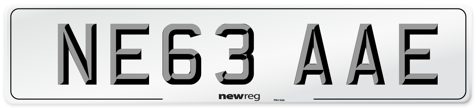 NE63 AAE Number Plate from New Reg